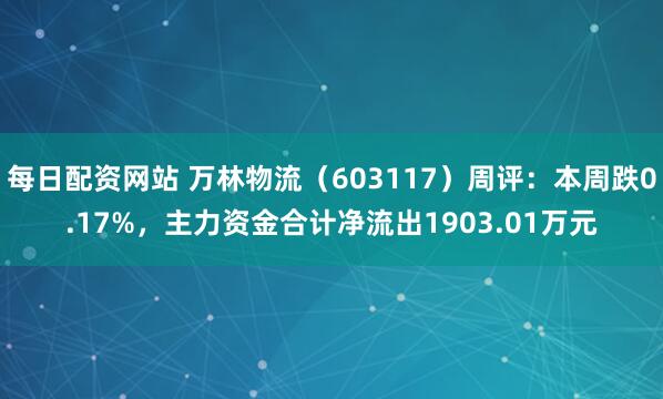 每日配资网站 万林物流（603117）周评：本周跌0.17%，主力资金合计净流出1903.01万元